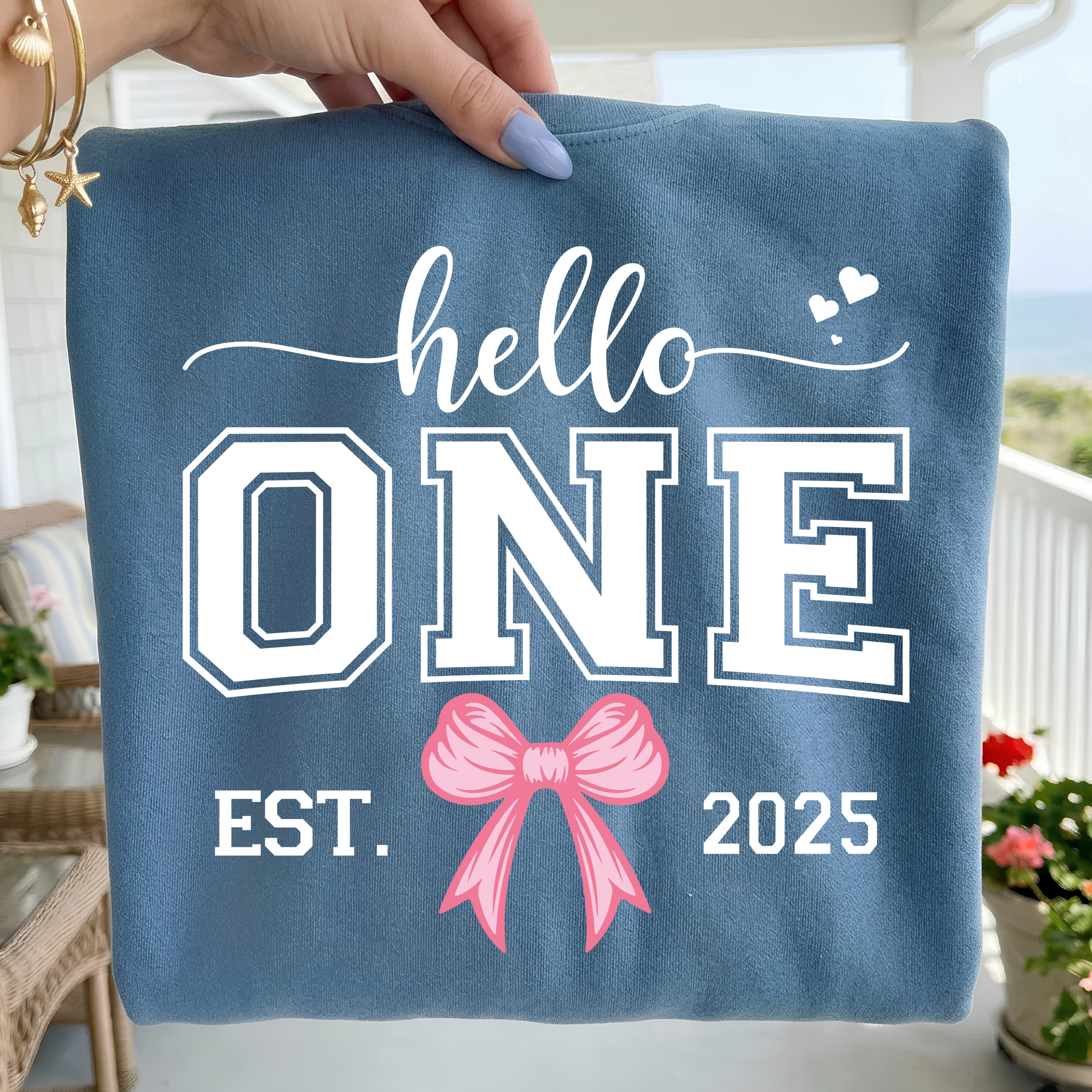 Hello One Birthday Girl PNG SVG: Pink Bow Design (Digital Download)