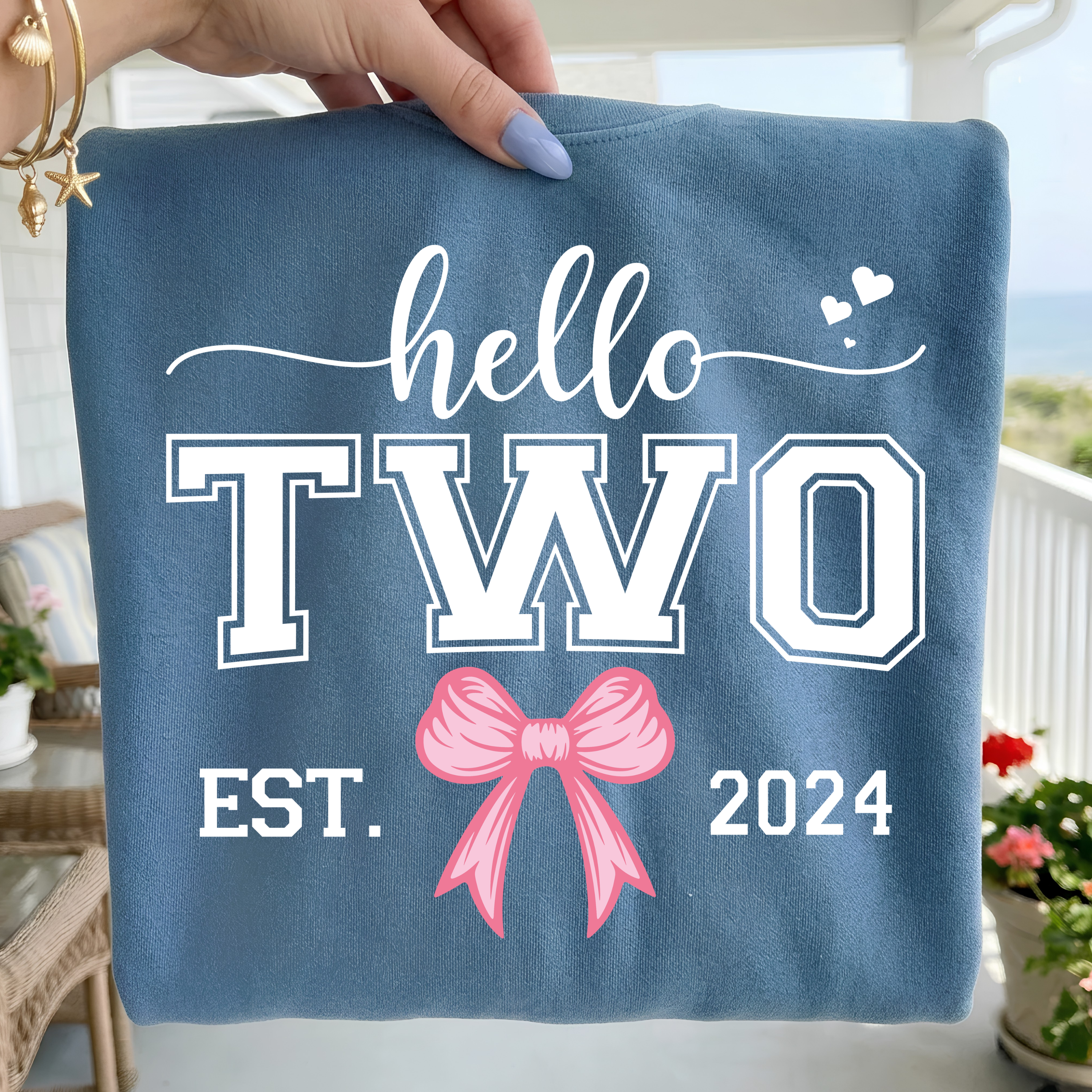 Hello Two 2nd Birthday PNG SVG Bundle: Pink Bow Design (Digital Download)