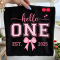 Hello One Birthday Girl PNG SVG: Pink Bow Design (Digital Download)