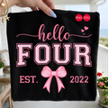 Hello Four Birthday Girl PNG SVG Bundle: Pink Bow Design (Digital Download)
