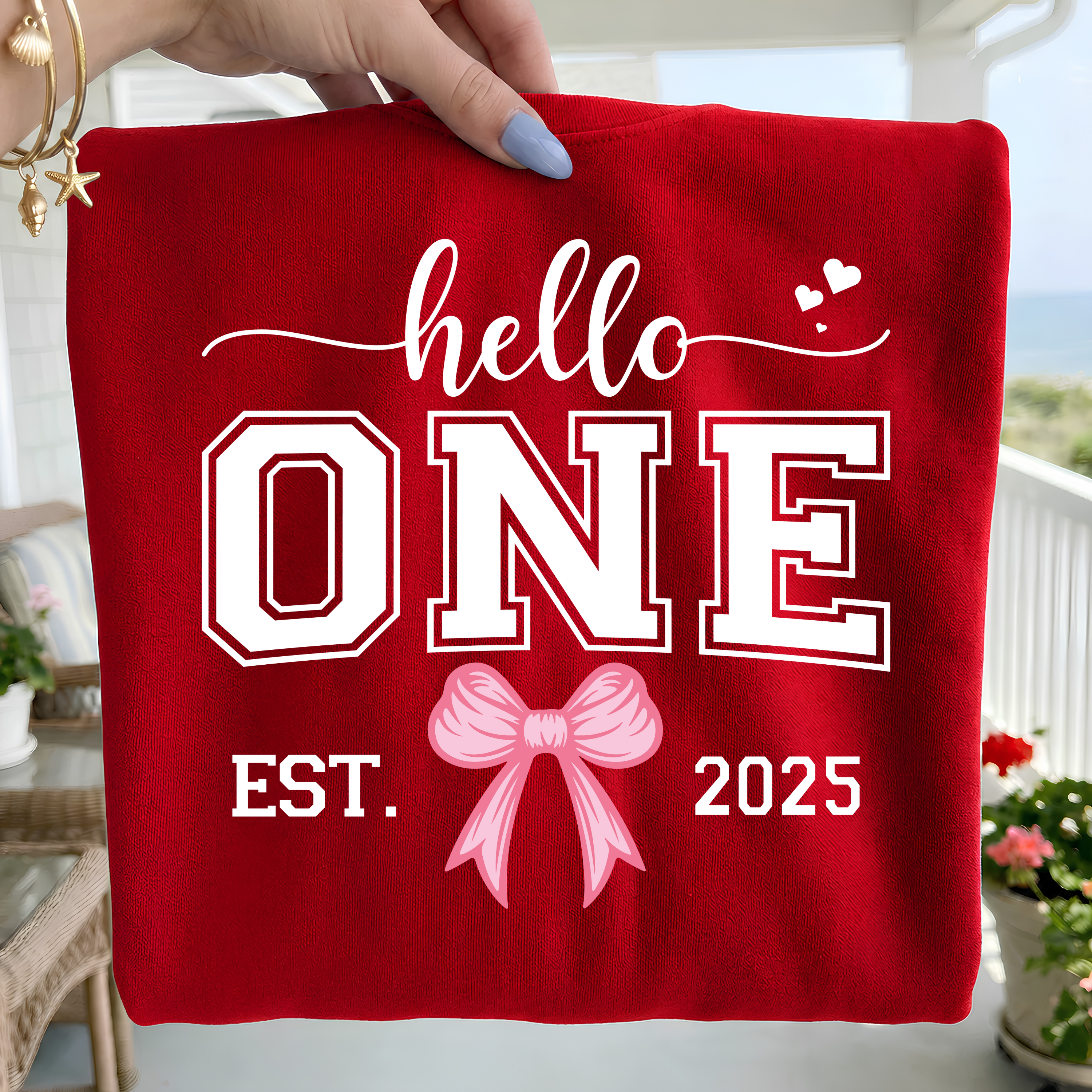 Hello One Birthday Girl PNG SVG: Pink Bow Design (Digital Download)