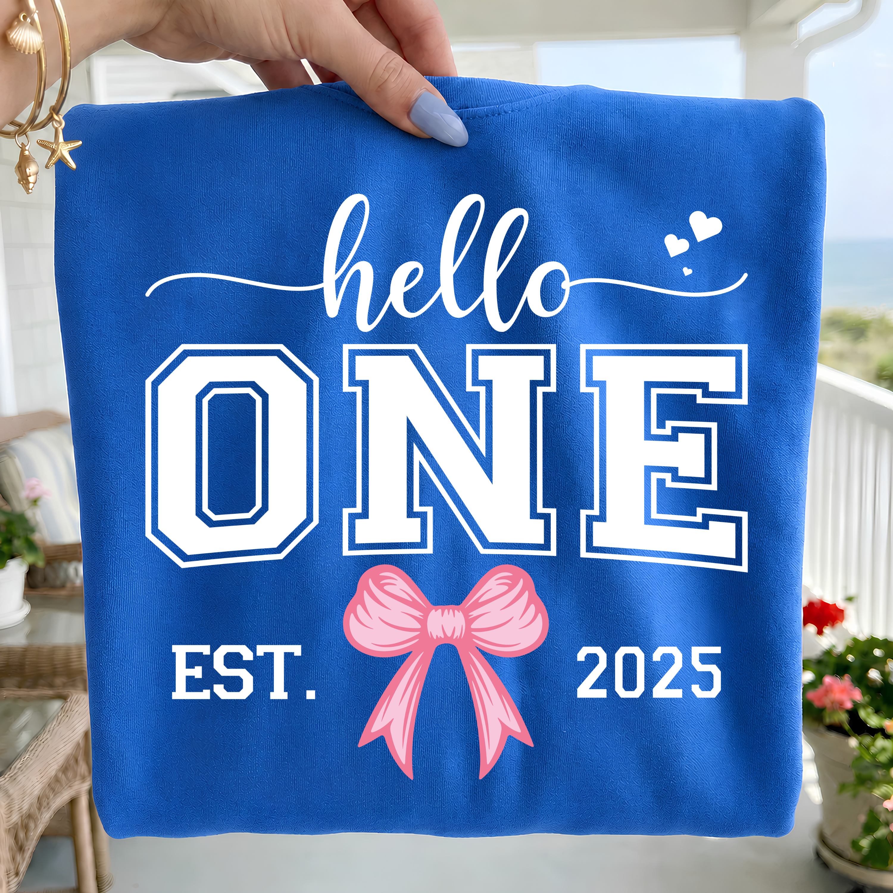 Hello One Birthday Girl PNG SVG: Pink Bow Design (Digital Download)