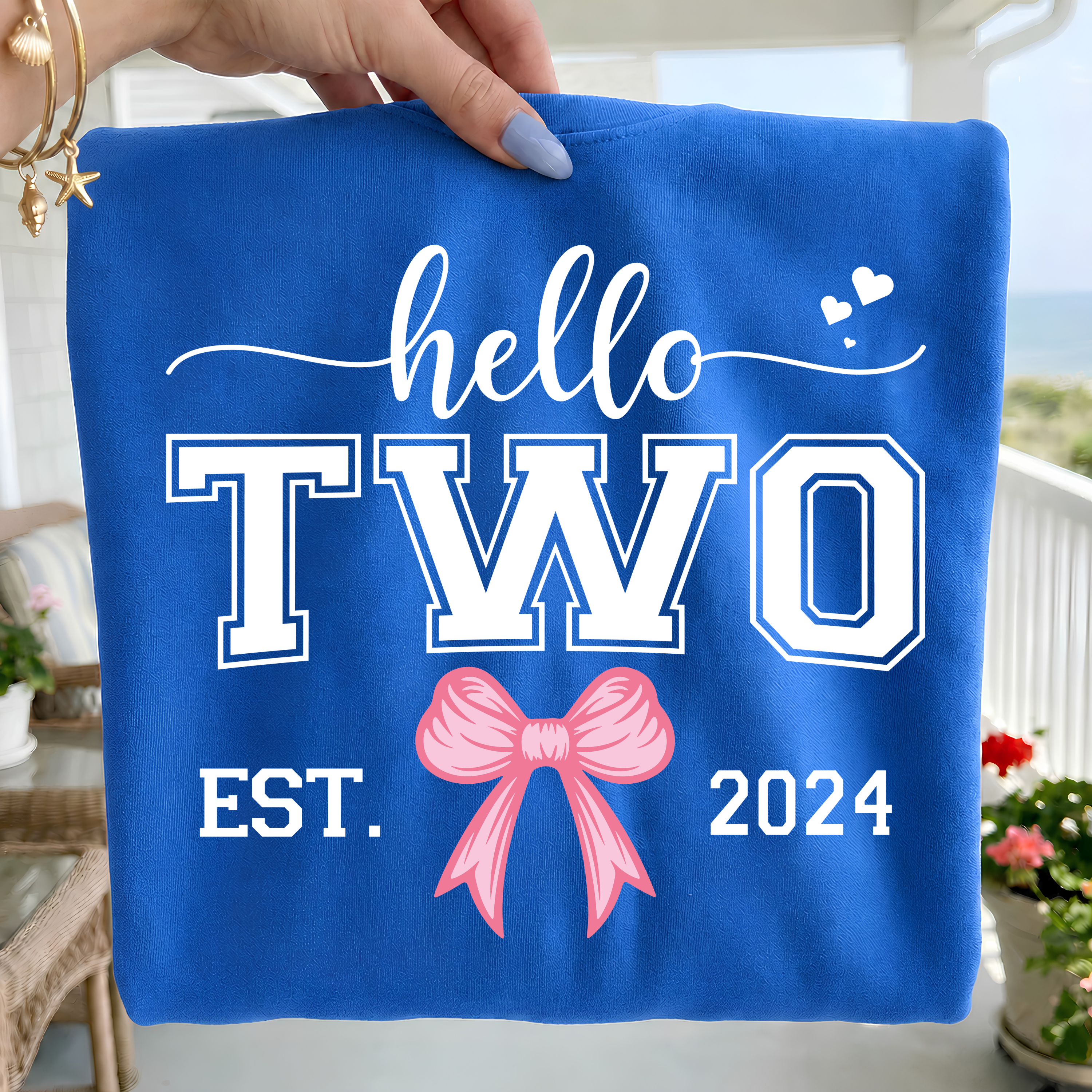 Hello Two 2nd Birthday PNG SVG Bundle: Pink Bow Design (Digital Download)